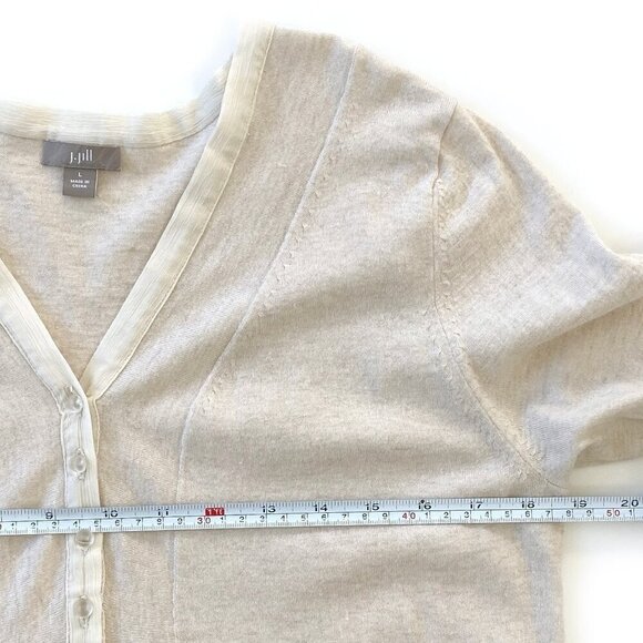 J. Jill Merino Wool Blend Henley Sweater Top V-Neck Silk Trim Lightweight Knit - Picture 12 of 15